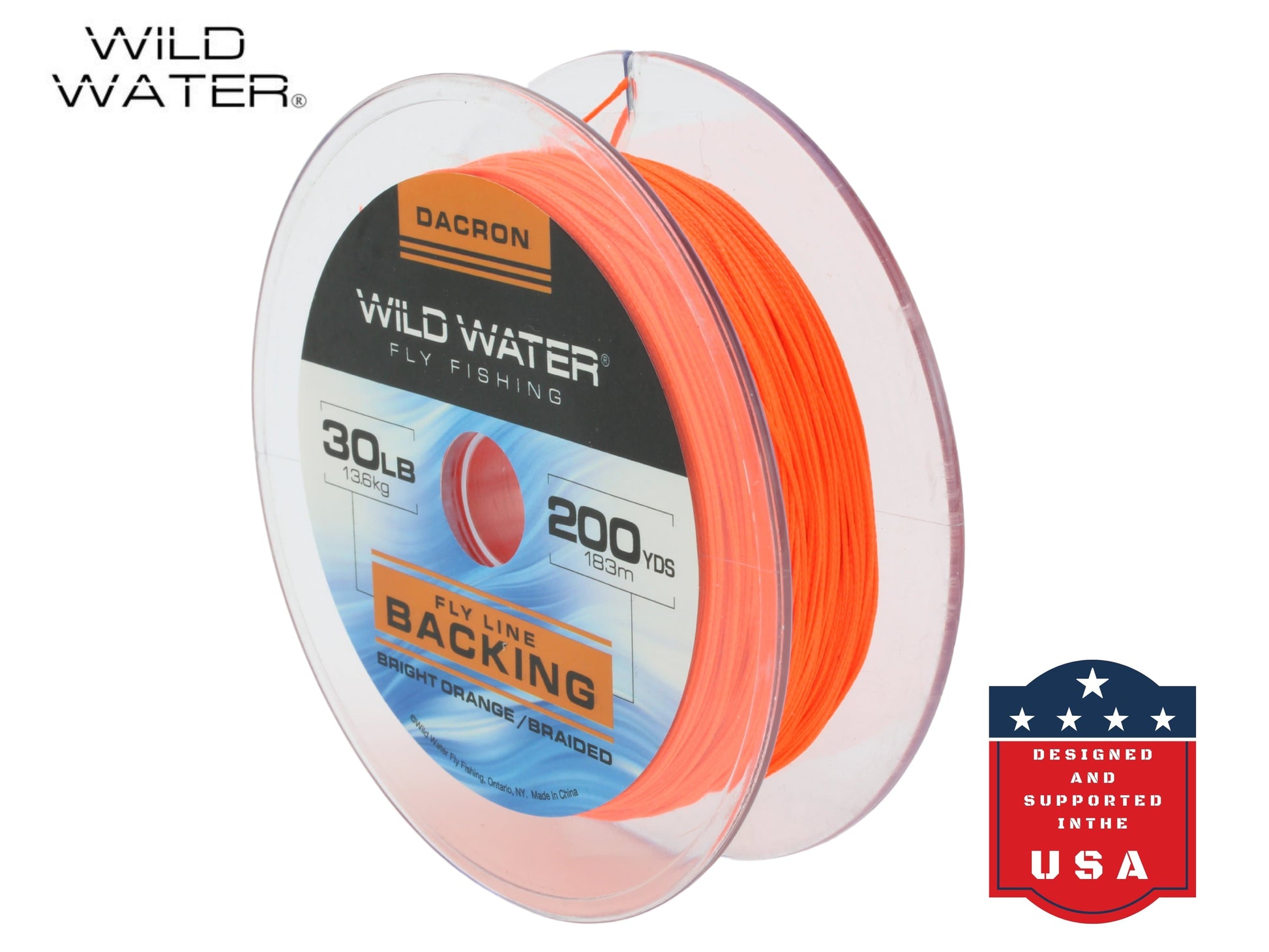 Wild Water Fly Fishing Braided Dacron Backing Spool, 30# 200 yards, Bright Orange | SendIt Sailing