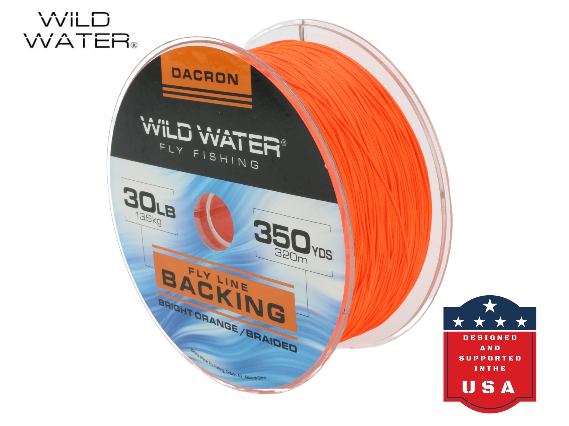 Wild Water Fly Fishing Braided Dacron Backing Spool, 30# 350 yards, Bright Orange | SendIt Sailing