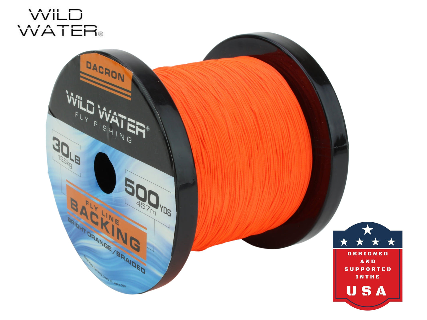 Wild Water Fly Fishing Braided Dacron Backing Spool, 30# 500 yards, Bright Orange | SendIt Sailing