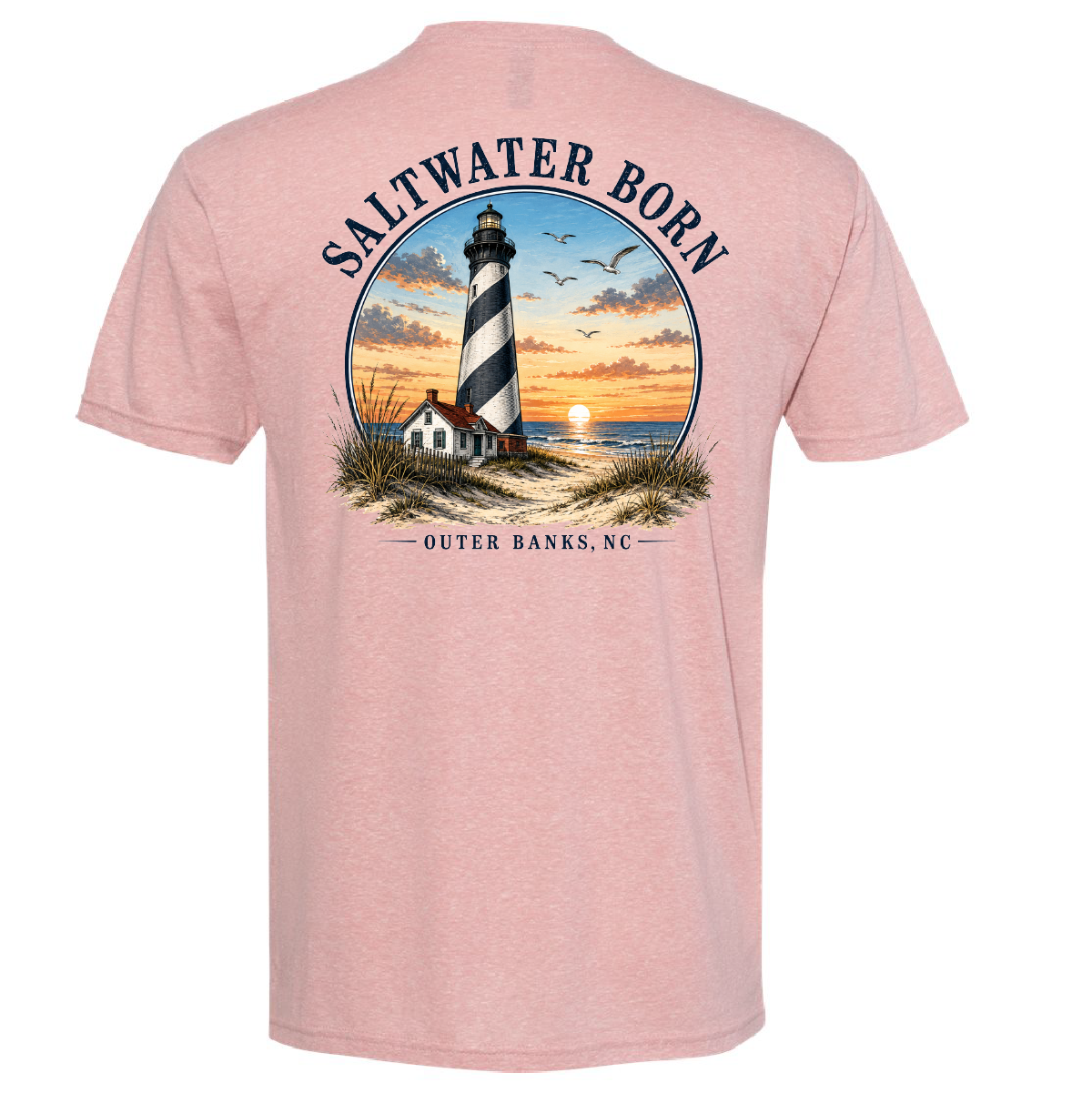 Saltwater Born Outer Banks, NC Lighthouse Triblend Tee