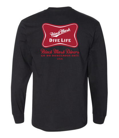 Black Mask Divers Dive Life Long Sleeve T BLACK