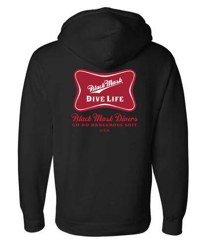 Black Mask Divers Dive Life Zip Hoodie