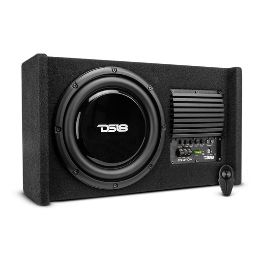 DS18 10in Loaded Amplified Shallow Down Fire Subwoofer Enclosure 250 Watts Rms