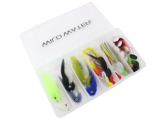 Wild Water EP Top Water Baitfish Assortment, 12 Flies with Wild Waterfts 6 Section Fly Box | SendIt Sailing
