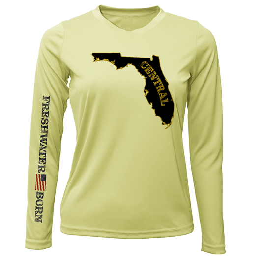 UCF Black and Gold Freshwater Born Women's LS UPF 50+ Dry-Fit Shirt