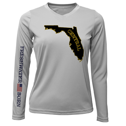 UCF Black and Gold Freshwater Born Women's LS UPF 50+ Dry-Fit Shirt