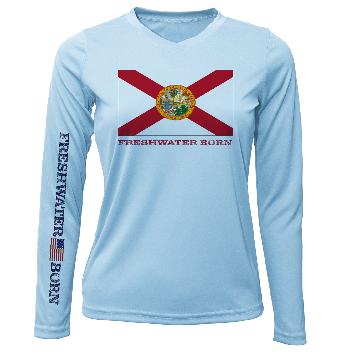 Florida Flag Freshwater Born Women's Long Sleeve UPF 50+ Dry-Fit Shirt