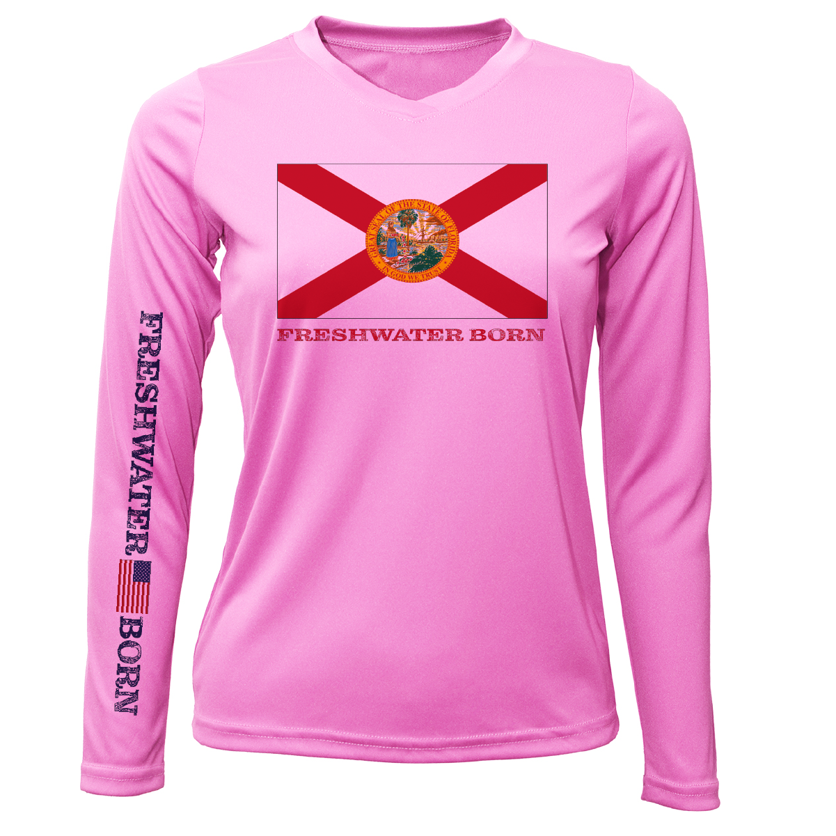 Florida Flag Freshwater Born Women's Long Sleeve UPF 50+ Dry-Fit Shirt