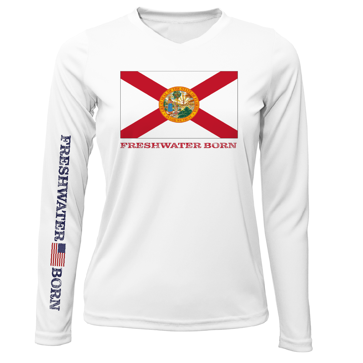 Florida Flag Freshwater Born Women's Long Sleeve UPF 50+ Dry-Fit Shirt