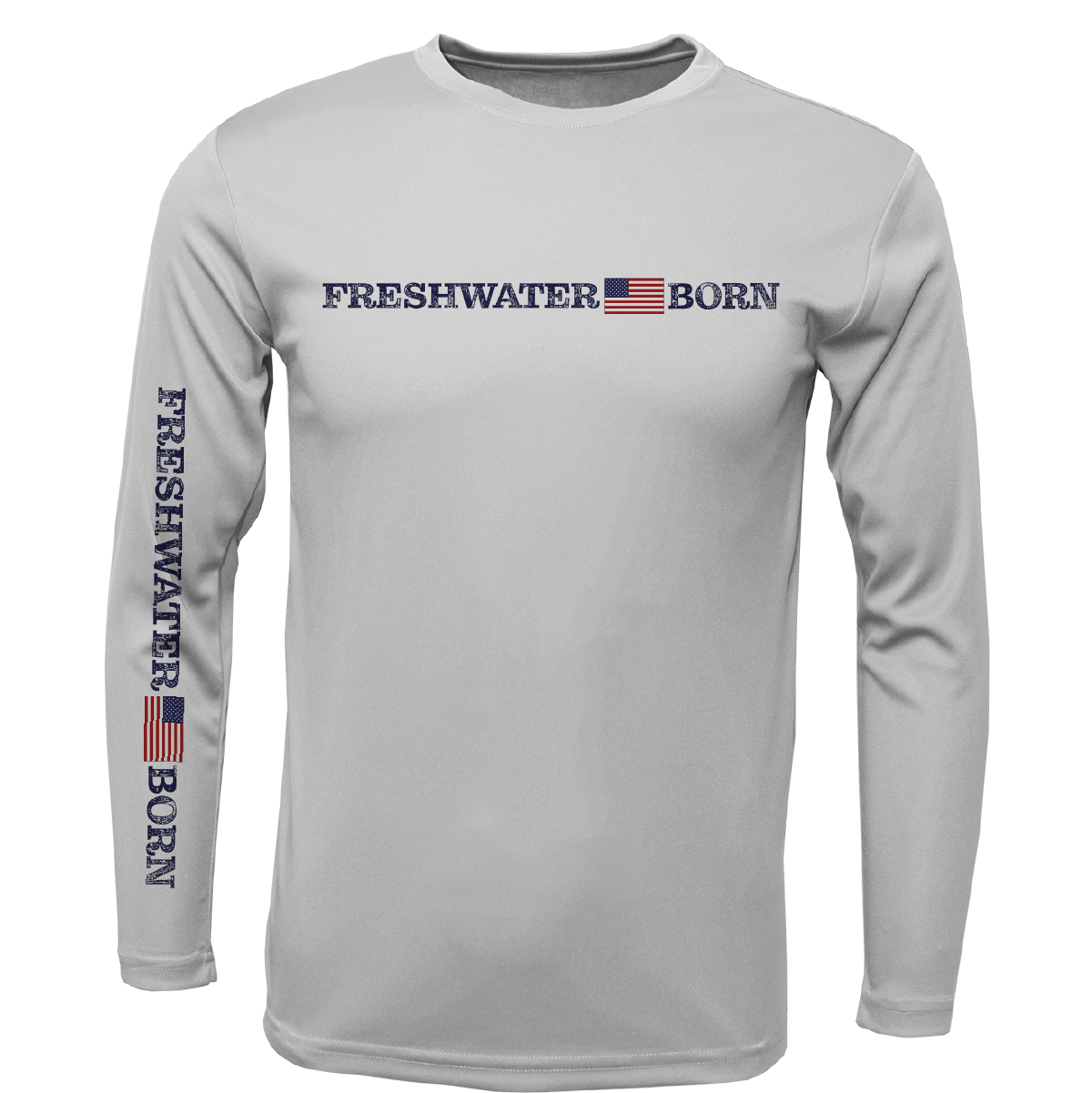New York Freshwater Born Linear Logo Men's Long Sleeve UPF 50+ Dry-Fit Shirt