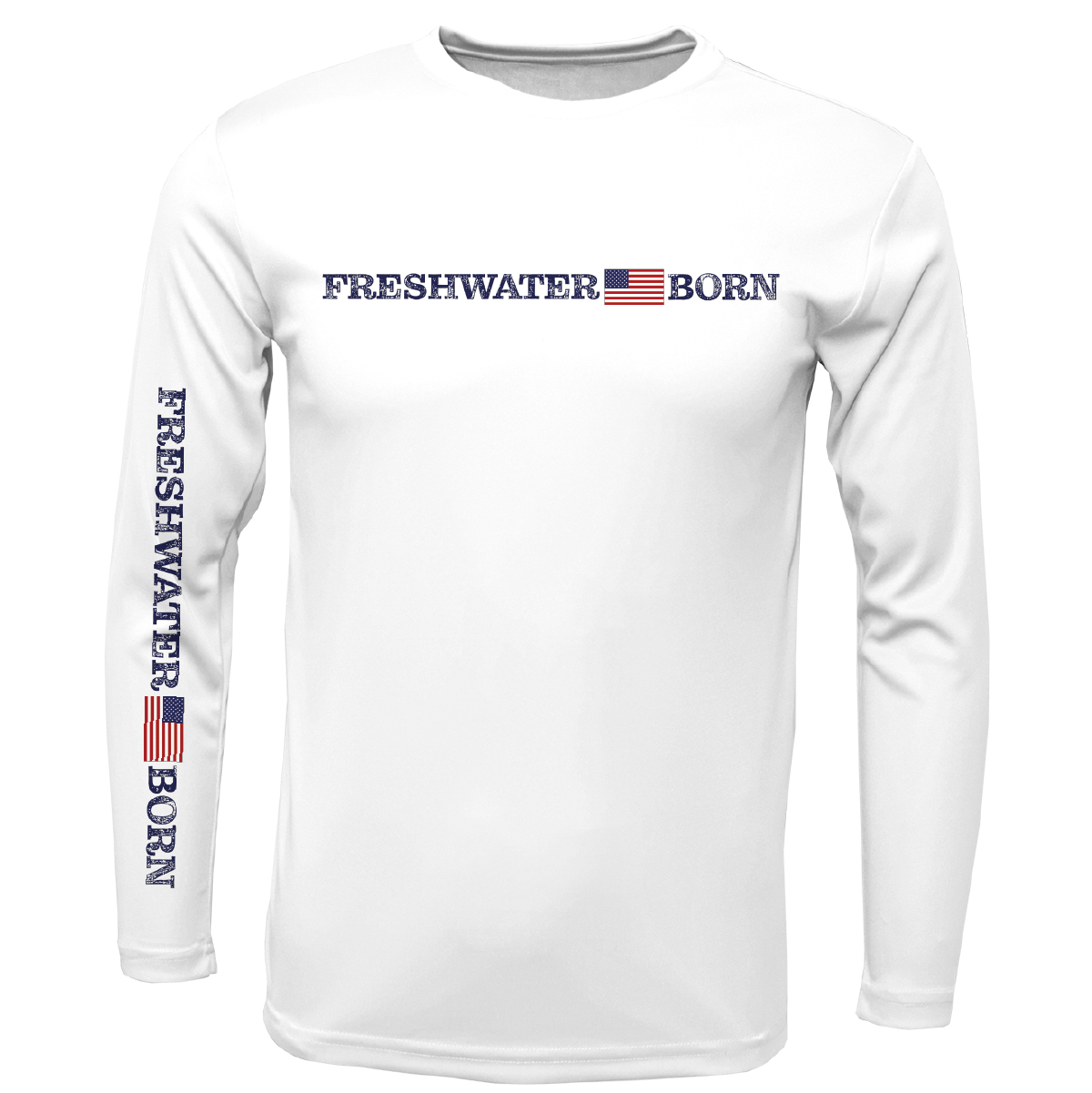 New York Freshwater Born Linear Logo Men's Long Sleeve UPF 50+ Dry-Fit Shirt