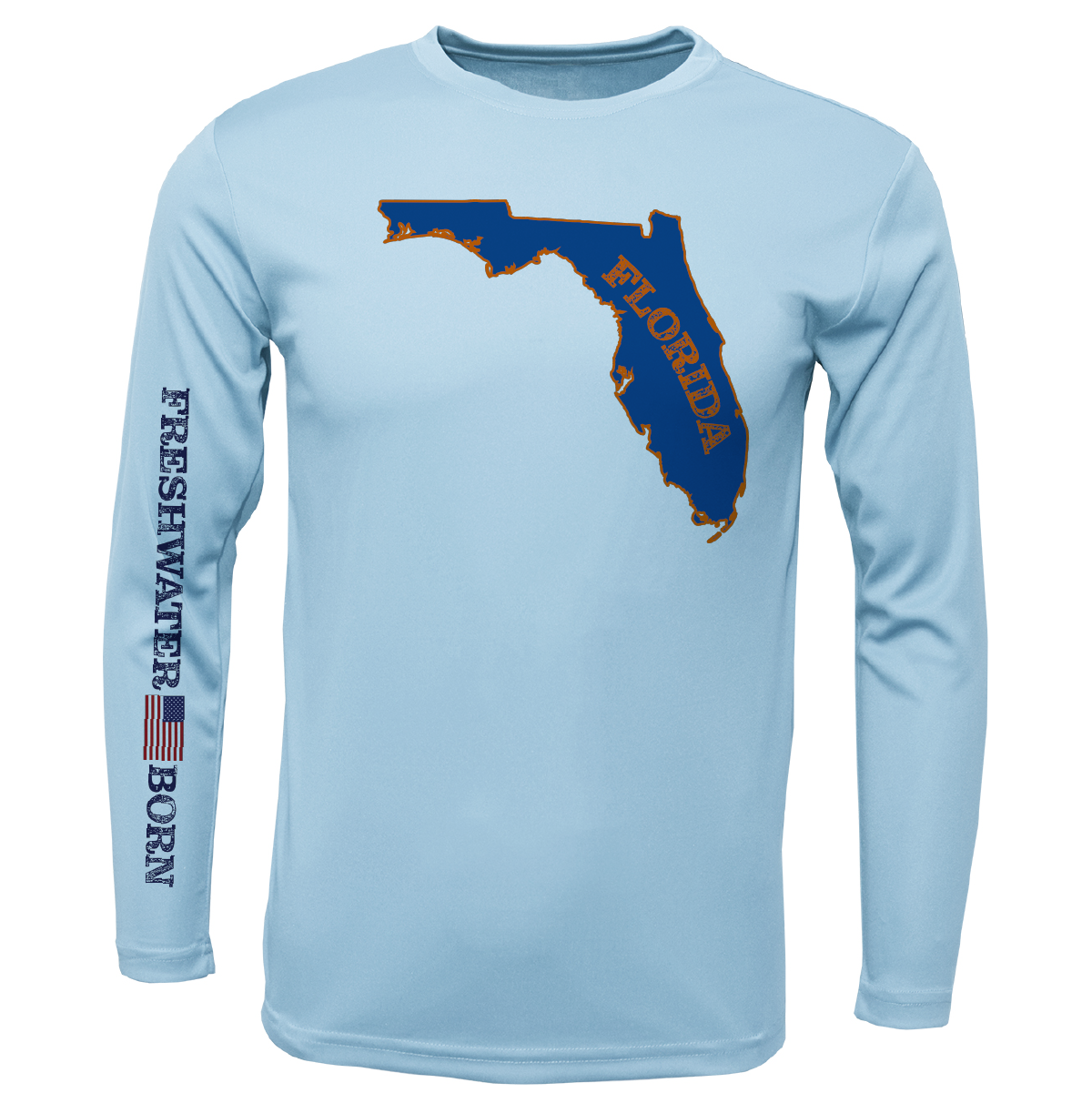 UF Orange and Blue Freshwater Born Boy's Long Sleeve UPF 50+ Dry-Fit Shirt