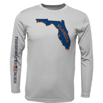 UF Orange and Blue Freshwater Born Boy's Long Sleeve UPF 50+ Dry-Fit Shirt