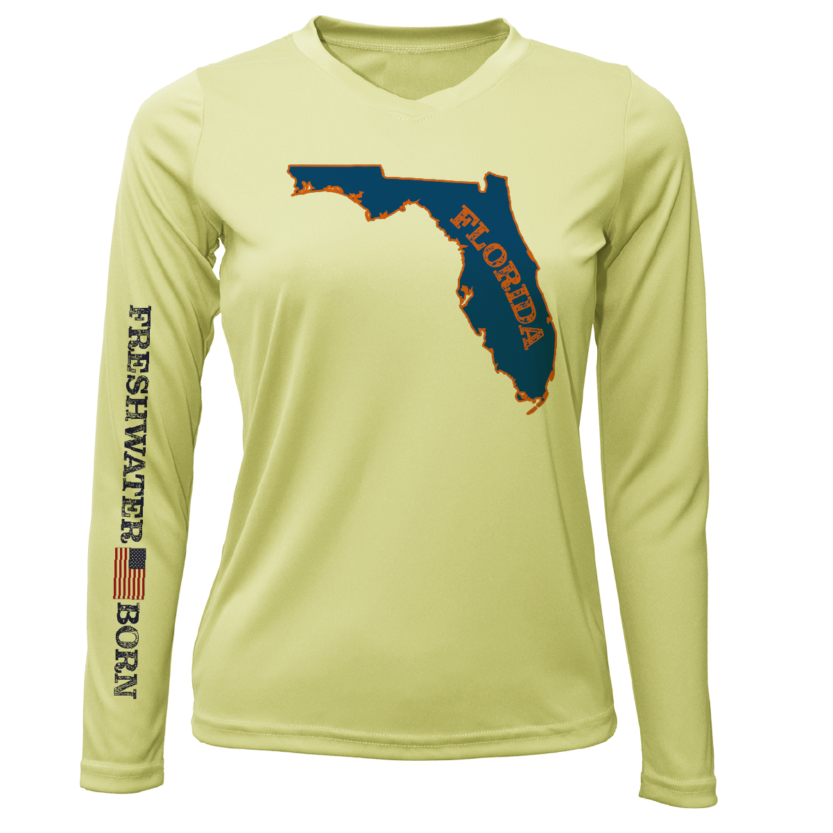 Orange and Blue Freshwater Born Women's Long Sleeve UPF 50+ Dry-Fit Shirt