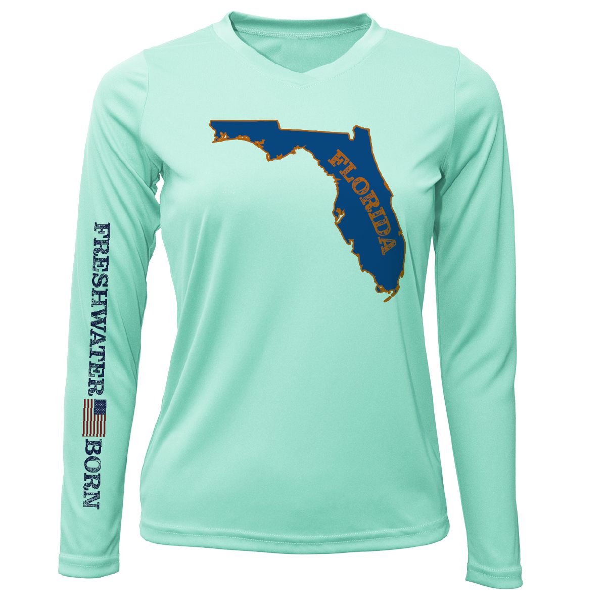 Orange and Blue Freshwater Born Women's Long Sleeve UPF 50+ Dry-Fit Shirt
