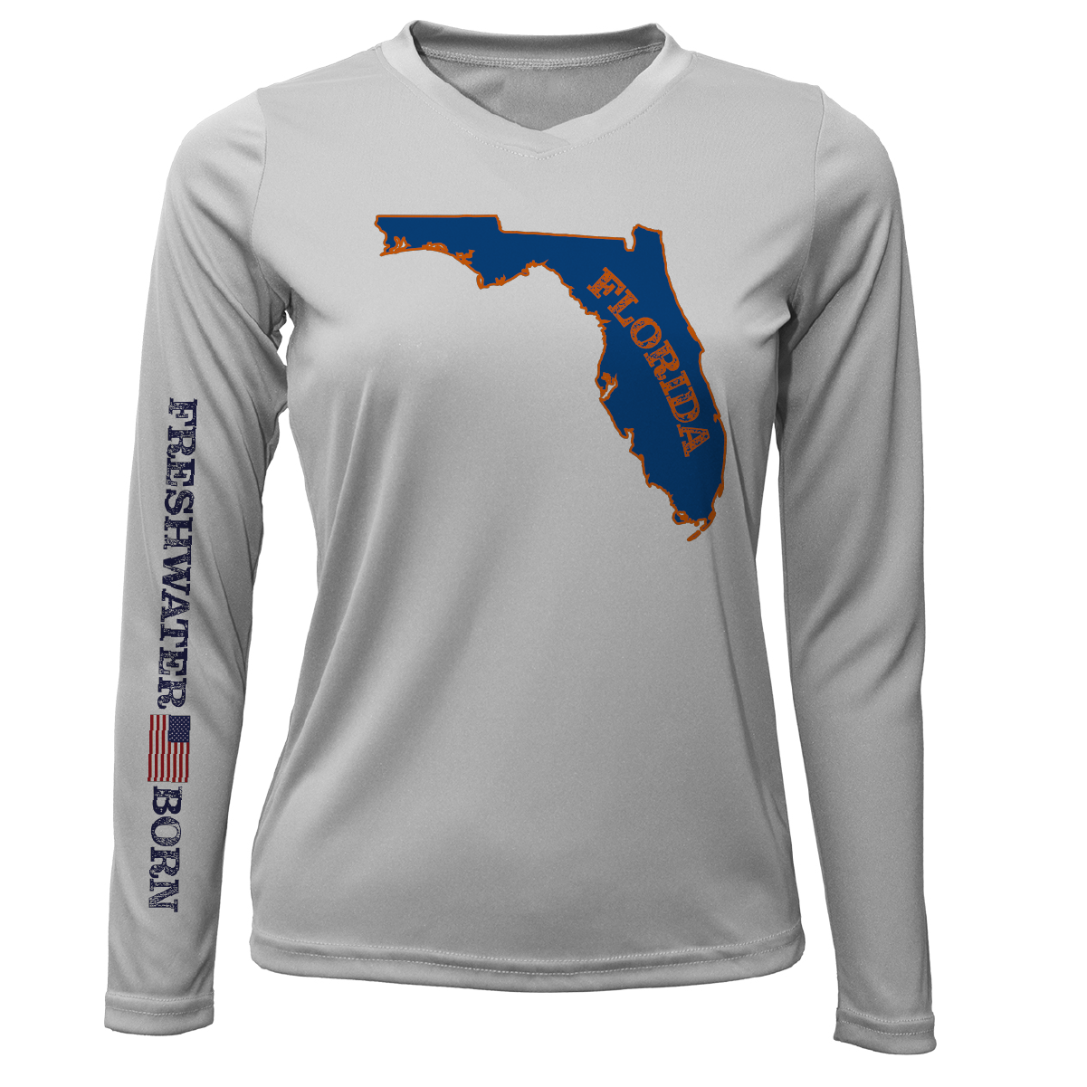 Orange and Blue Freshwater Born Women's Long Sleeve UPF 50+ Dry-Fit Shirt