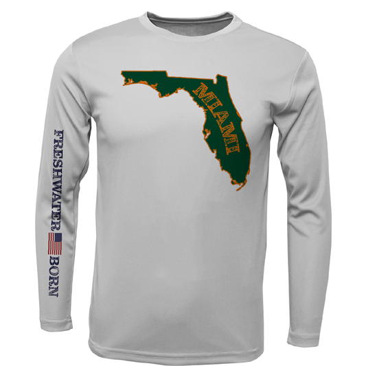 Miami Orange and Green Freshwater Born Men's Long Sleeve UPF 50+ Dry-Fit Shirt