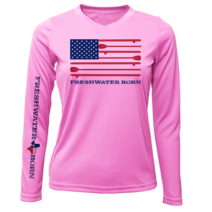 Texas Freshwater Born SUP Flag Women's Long Sleeve UPF 50+ Dry-Fit Shirt