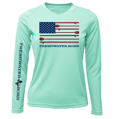 Texas Freshwater Born SUP Flag Women's Long Sleeve UPF 50+ Dry-Fit Shirt