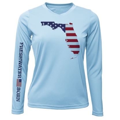 State of Florida USA Freshwater Born Women's Long Sleeve UPF 50+ Dry-Fit Shirt