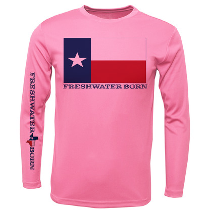 Texas Flag Freshwater Born Girl's Long Sleeve UPF 50+ Dry-Fit Shirt