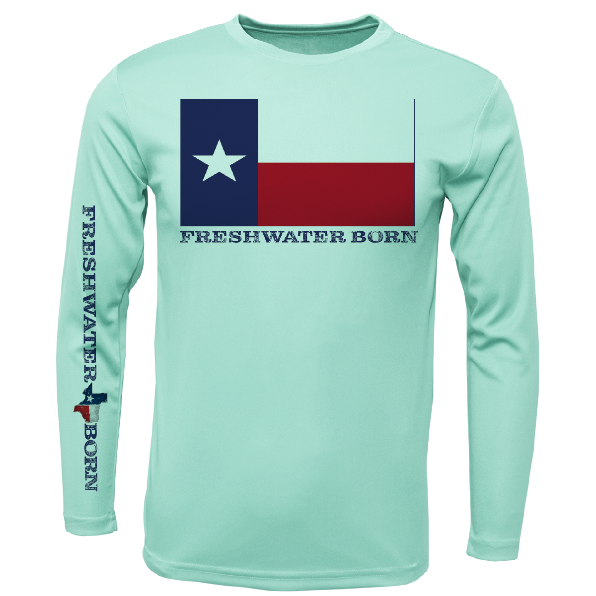 Texas Flag Freshwater Born Boy's Long Sleeve UPF 50+ Dry-Fit Shirt