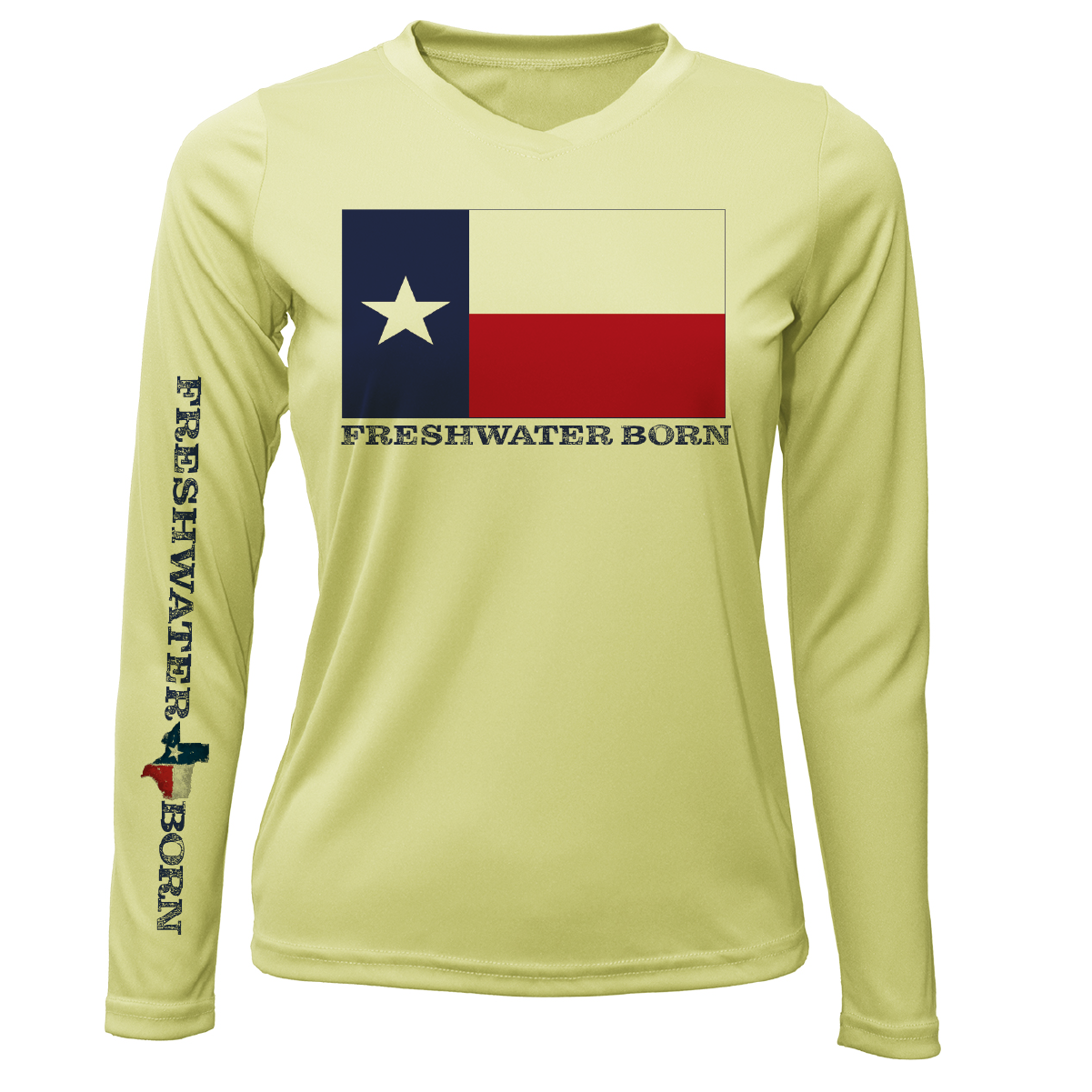 Texas Flag Freshwater Born Women's Long Sleeve UPF 50+ Dry-Fit shirt