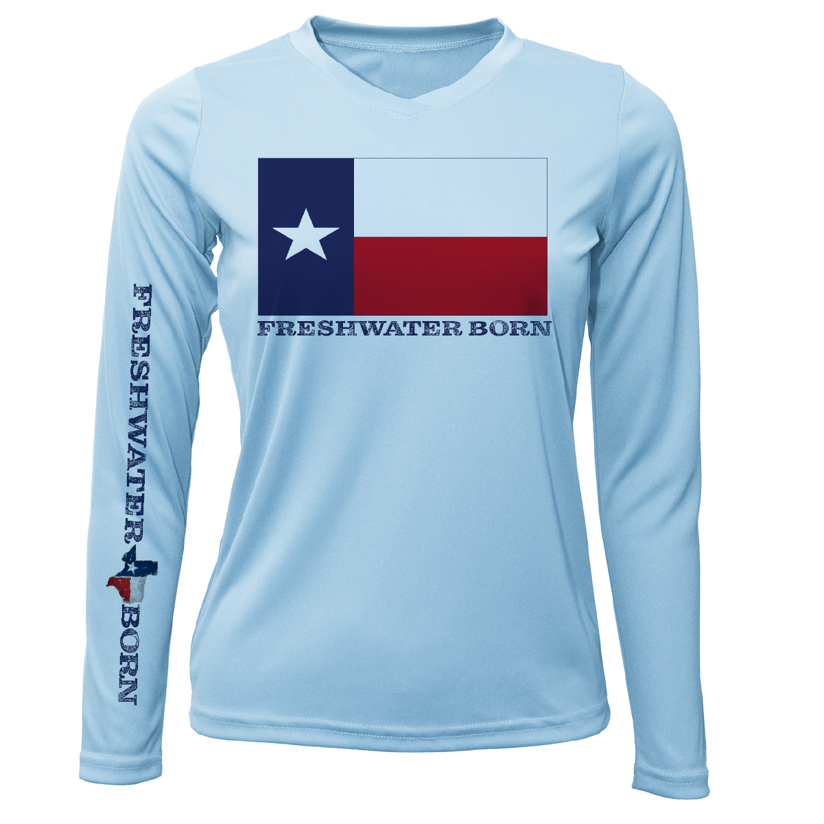 Texas Flag Freshwater Born Women's Long Sleeve UPF 50+ Dry-Fit shirt