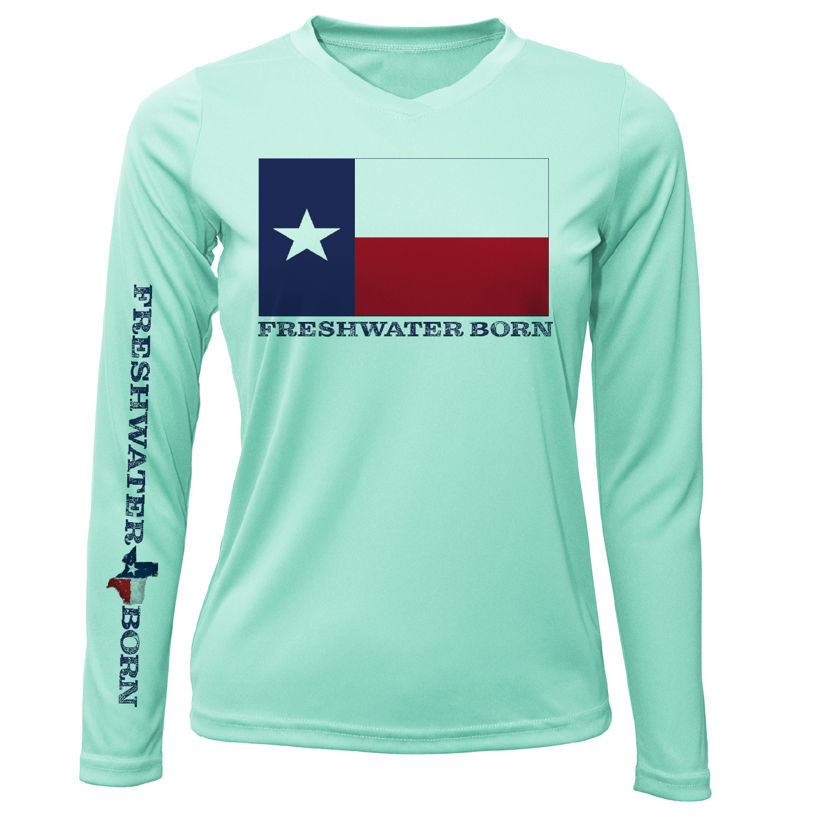 Texas Flag Freshwater Born Women's Long Sleeve UPF 50+ Dry-Fit shirt