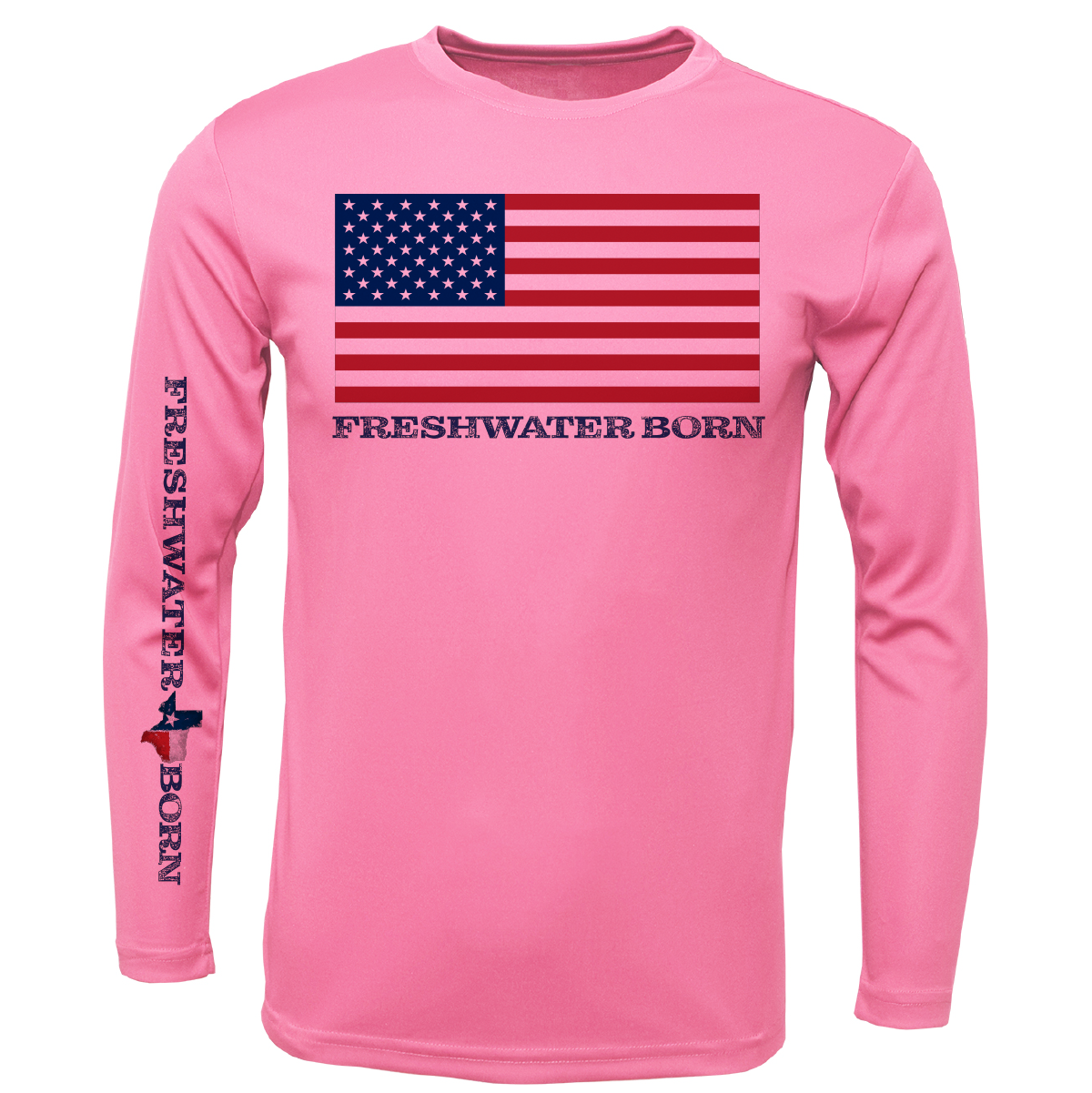 Texas USA Freshwater Born Girl's Long Sleeve UPF 50+ Dry-Fit Shirt