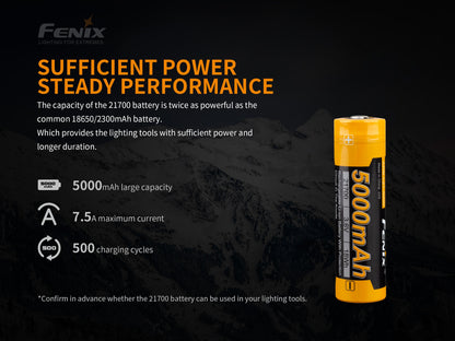 Fenix ARB-L21-5000 V2 Rechargeable 21700 Rechargeable Battery
