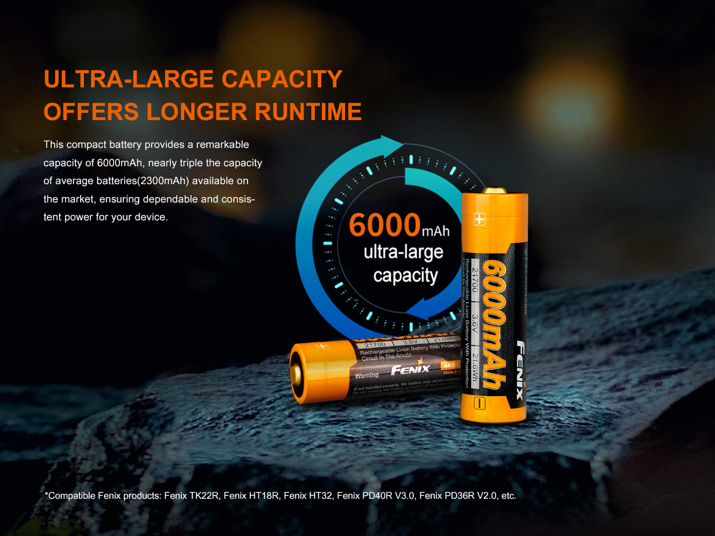 Fenix ARB-L21-6000 Rechargeable 21700 Li-ion Battery - 6000 mAh