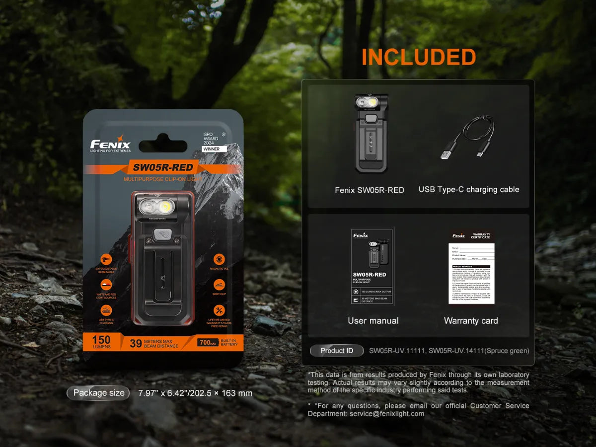 Fenix SW05R Multipurpose Clip-On Light with Red or UV Output