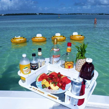 Docktail Butler Boat Table with Adjustable Rod Holder Mount