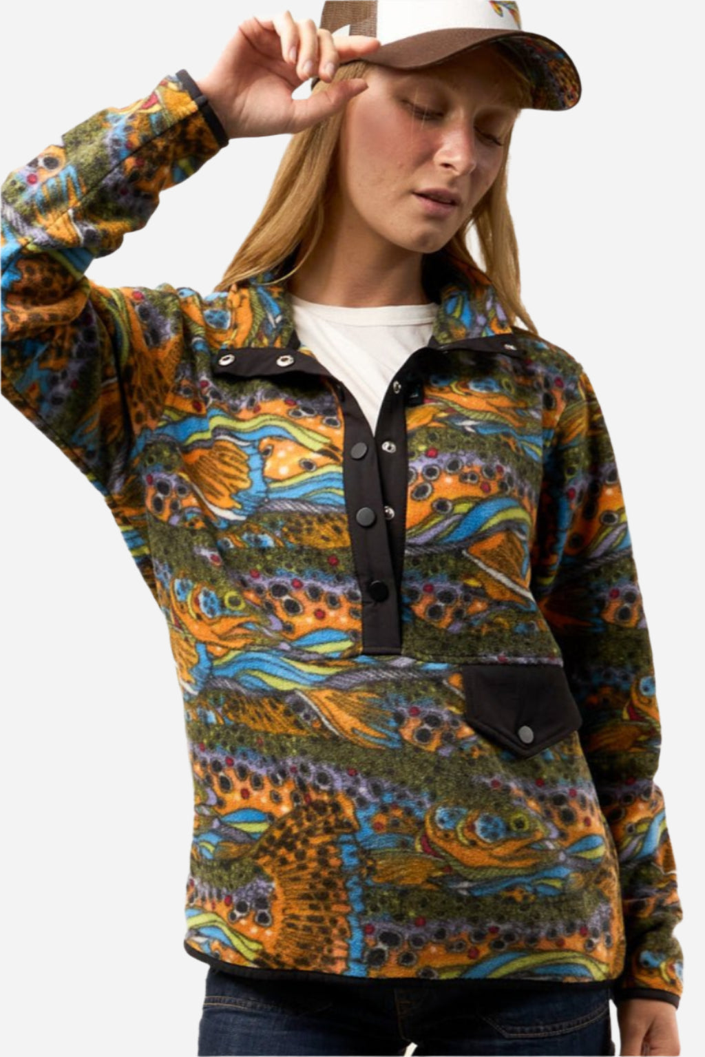 Unbound Brown Riffle Snap Fleece