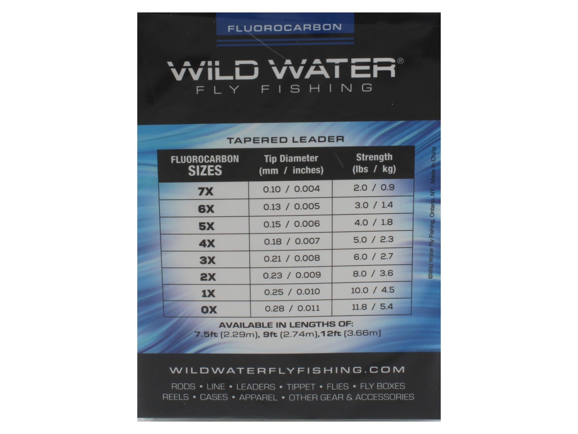 Wild Water Fly Fishing Fluorocarbon Leader 6X, 9ft (Qty 3) | SendIt Sailing