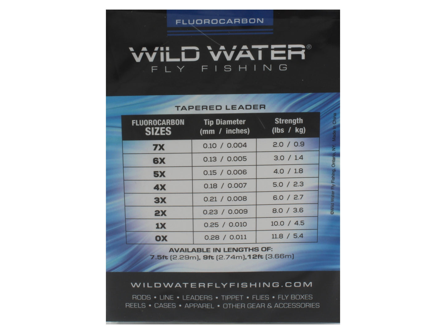 Wild Water Fly Fishing Fluorocarbon Leader 7X, 9ft (Qty 3) | SendIt Sailing