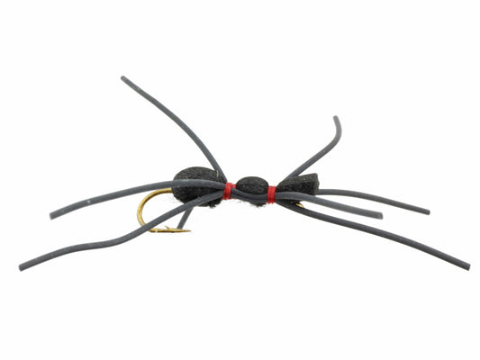 Wild Water Fly Fishing Black Foam Spider, Size 14 (Qty 6) | SendIt Sailing