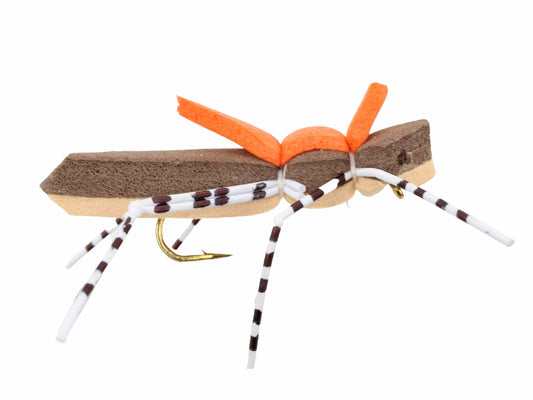 Wild Water Fly Fishing Foam Brown Hopper, Size 10 (Qty 6) | SendIt Sailing