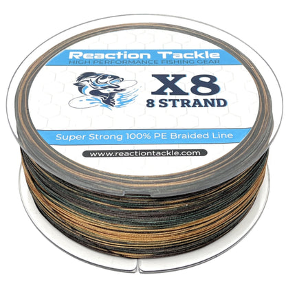 Reaction Tackle X8 Braided Fishing Line - Green Camo 8 Strand