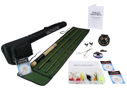 Wild Water Fly Fishing Kit with Fiberglass Rod 9 ft, 4-Piece, 8 wt Rod | SendIt Sailing