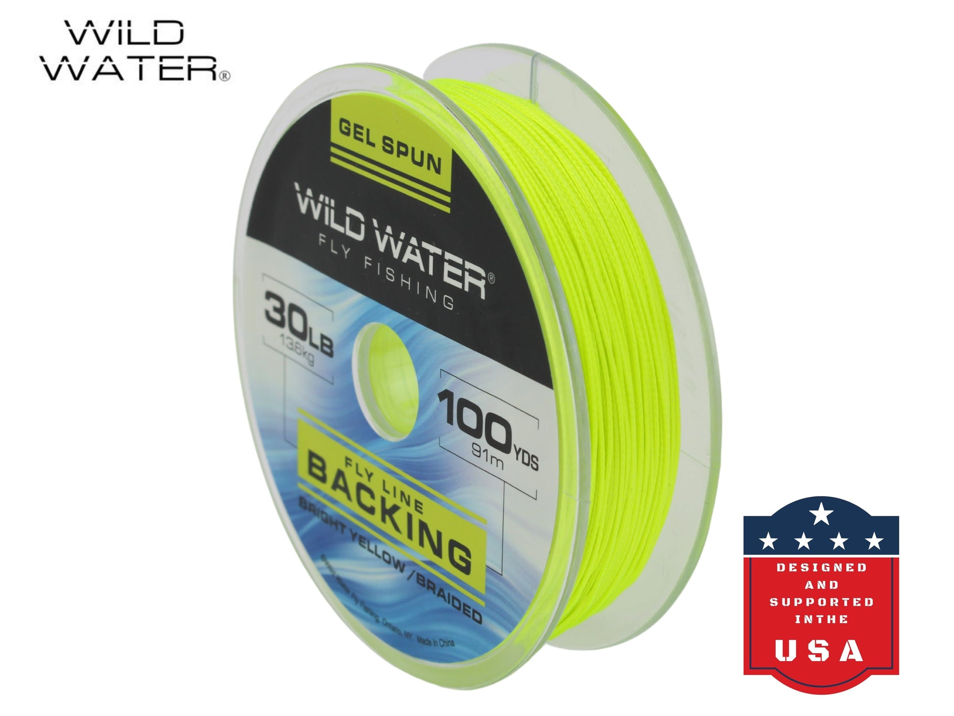 Wild Water Fly Fishing Braided Gel Spun Backing Spool, 30# 100 yards, Bright Yellow | SendIt Sailing