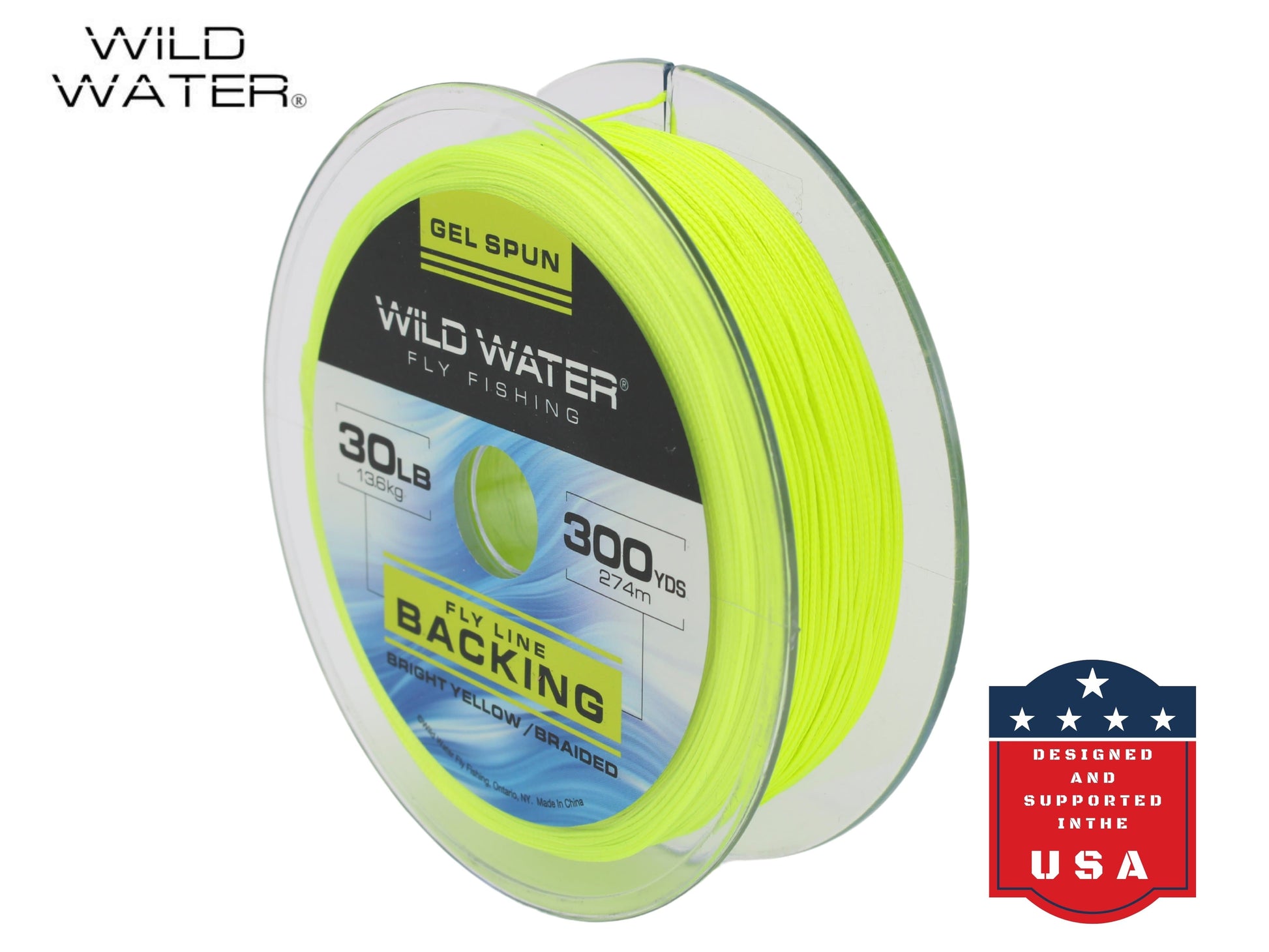 Wild Water Fly Fishing Braided Gel Spun Backing Spool, 30# 300 yards, Bright Yellow | SendIt Sailing