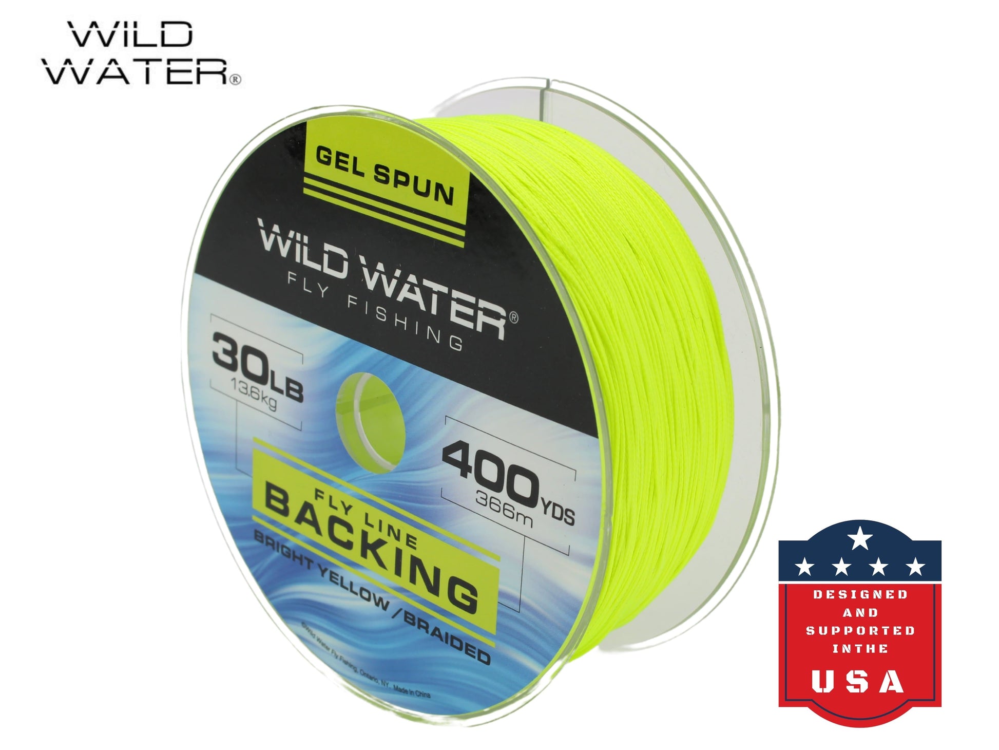 Wild Water Fly Fishing Braided Gel Spun Backing Spool, 30# 400 yards, Bright Yellow | SendIt Sailing