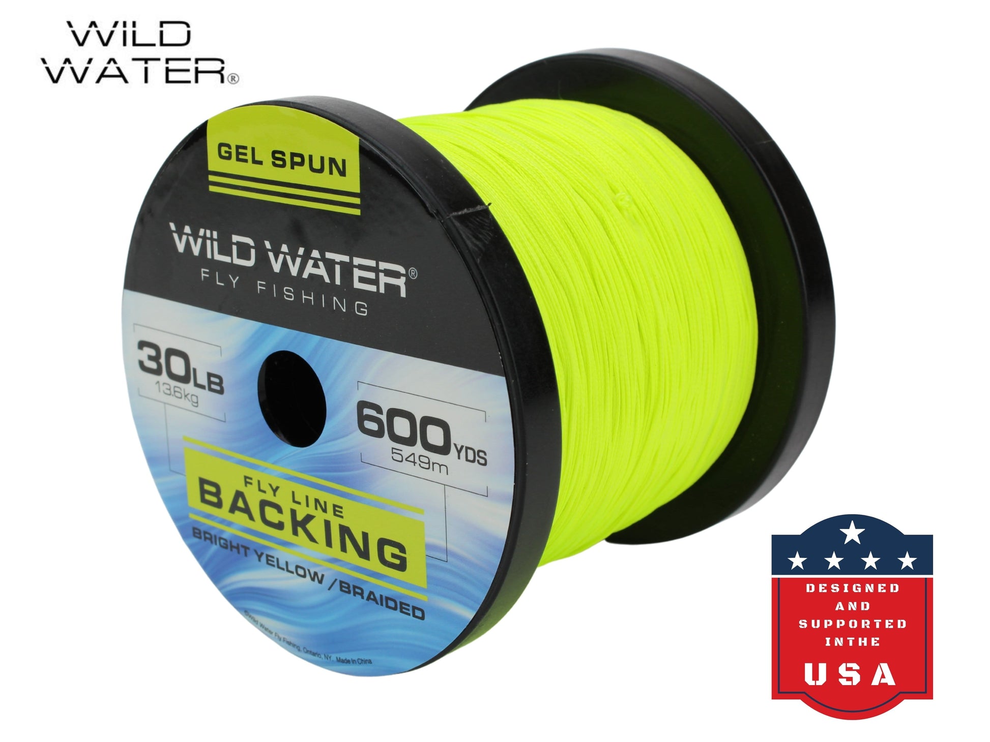 Wild Water Fly Fishing Braided Gel Spun Backing Spool, 30# 600 yards, Bright Yellow | SendIt Sailing