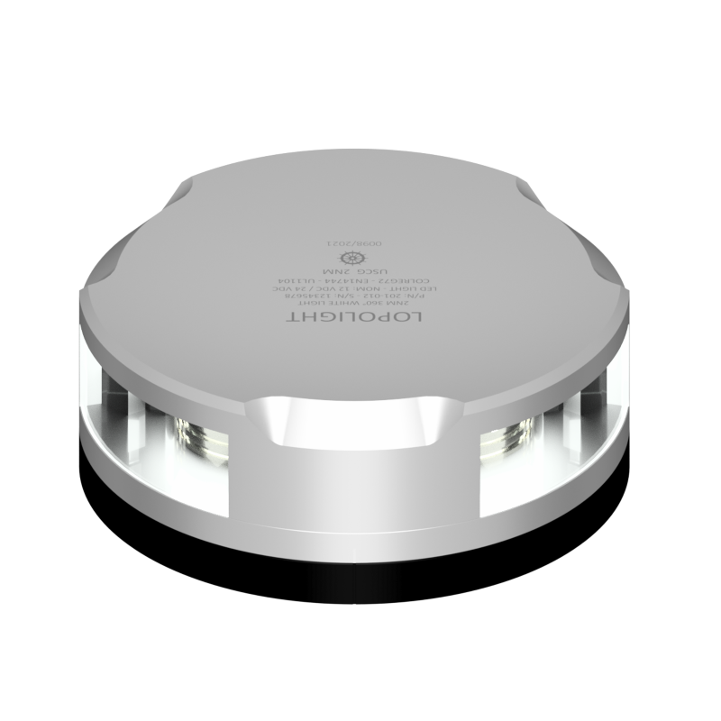 Lopolight 2nm 360 Degree White/Strobe 2Hz Silver with FB Base | SendIt Sailing