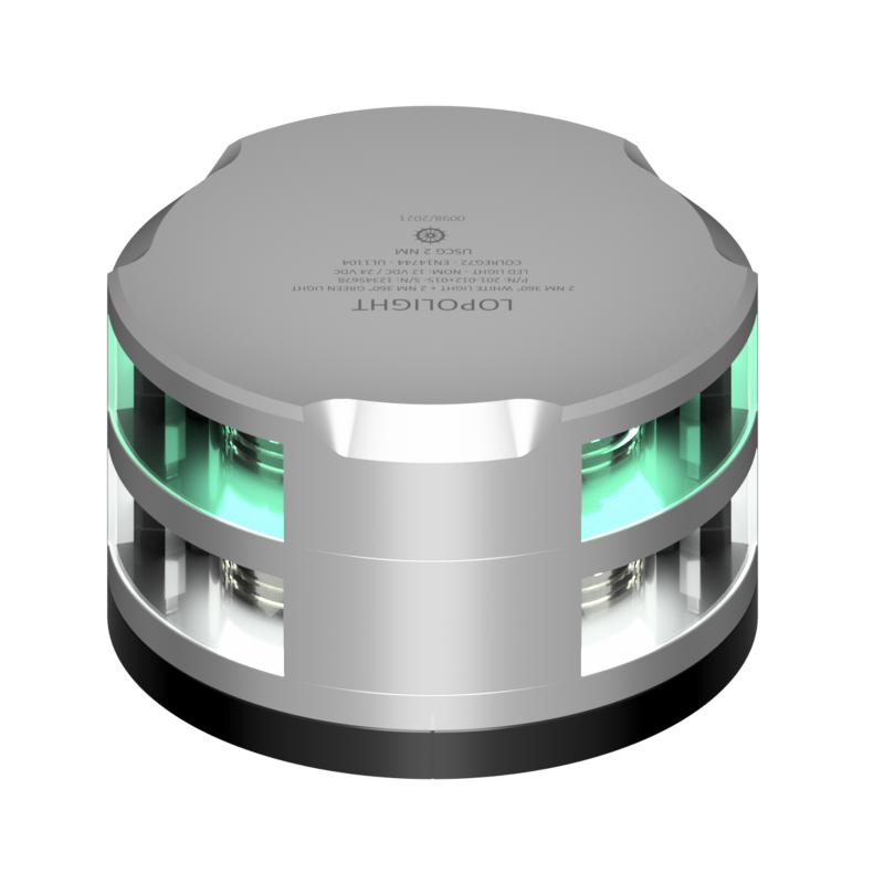 Lopolight 2nm 360 Degree White + Green Silver with FB Base | SendIt Sailing