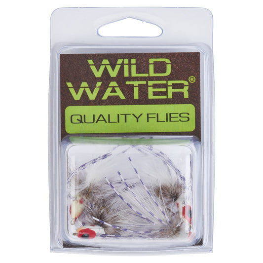 Wild Water Fly Fishing White Glow In The Dark Spider Leg Pointed Nose Slider Popper, Size 8 (Qty 4) | SendIt Sailing