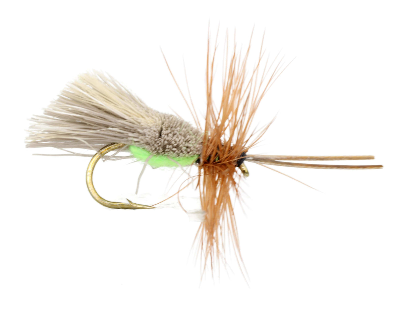 Wild Water Fly Fishing Goddard Caddis with Chartreuse Underside, Size 12 (Qty 6) | SendIt Sailing