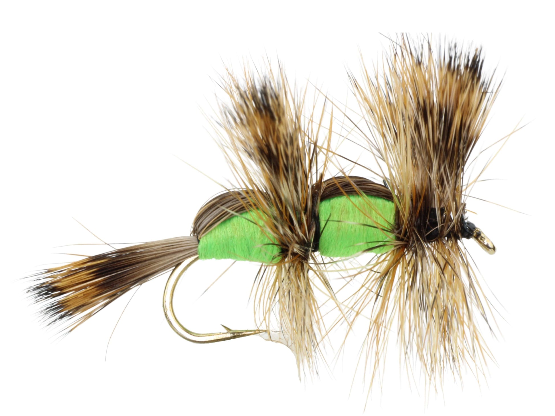 Wild Water Fly Fishing Green Double Humpy, Size 10 (Qty 6) | SendIt Sailing